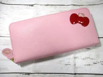 새상품 지갑 여성용 장지갑 라운드 헬로 키티 천연 가죽 최고급 초레어P