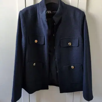 ZARA 네이비 노카라 자켓