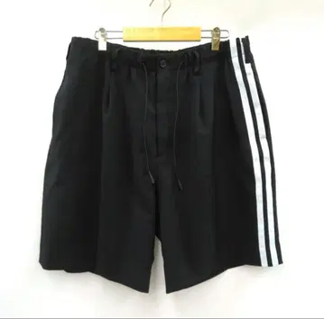 Y-3 블랙 사이드 스트라이프 숏팬츠