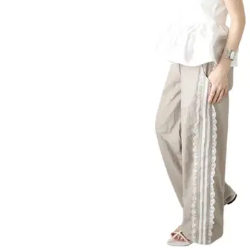 라지엠 사이드 레이스 라인 트랙 팬츠 베이지 새상품급