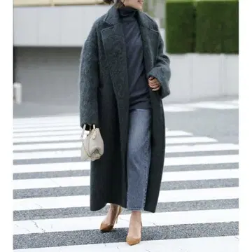 [ 새상품급 ] Haunt 하 샤기 롱 코트 차콜 그레이 사이즈 36