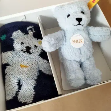 Steiff x FEILER 손수건 & 테디베어 키링 세트