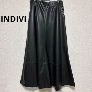 INDIVI 인조 가죽 플레어 스커트