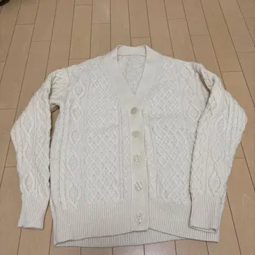 무인양품 새상품급 아란 니트 아이보리 S 가디건 울 100%