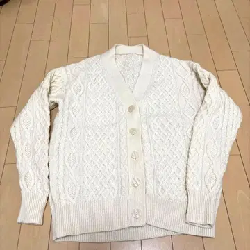 무인양품 새상품급 아란 니트 아이보리 S 가디건 울 100%