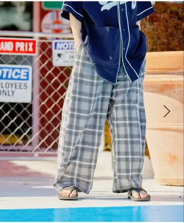 Make Stuff'25 티라 체크 루즈 팬츠 L