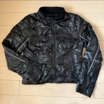 자켓 충전솜 블루종 라이더스 매트 블랙 스탠드 카라 화이트 라인