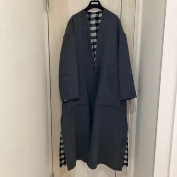 양품 JEANASIS 지나시스 울 리버서블 가운 코트 체크