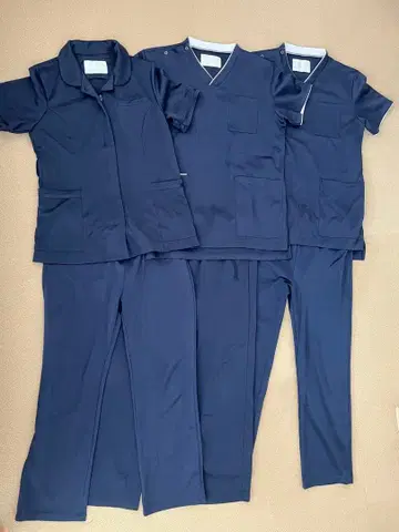 간호사 스크럽 흰 옷 유니폼 상하의 세트 네이비 LL 사이즈