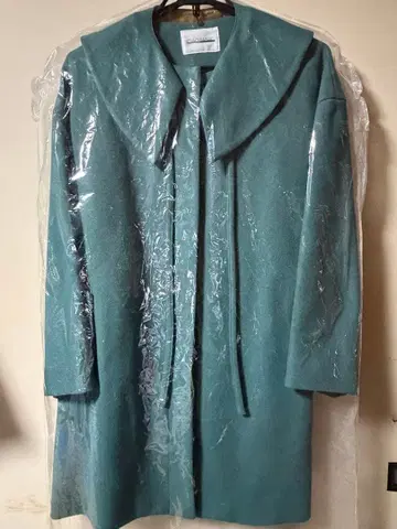 CIAOPANIC 카라 부착 울 라이크 A라인 미들 코트 블루