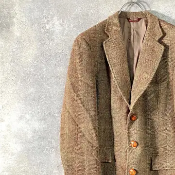 JEFFREY BANKS 테일러드 자켓 싸개 버튼 브라운 울