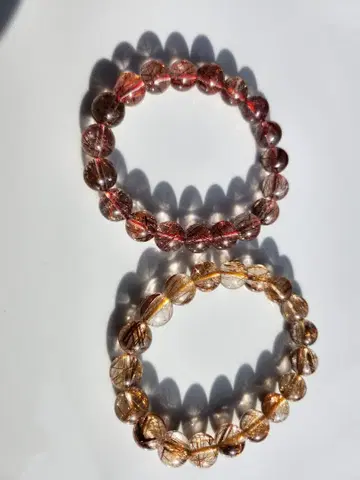 고품질 고투명 오렌지 레드 루틸 팔찌 2개 약 11mm 19알