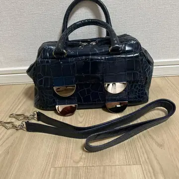 FURLA 네이비 크로커다일 핸드백