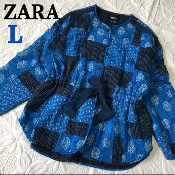 ZARA 패치워크 퀼팅 자켓 슬릿 디테일 퍼프 자켓