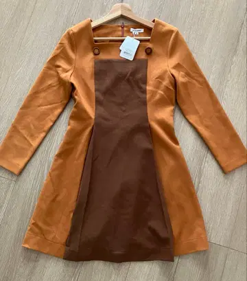 미사용 starblinc 트라페조이드 컷 원피스 레트로 브라운 계열