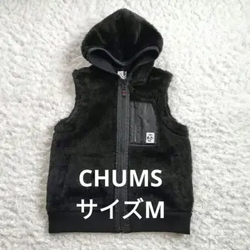 새상품급 CHUMS 후디드 베스트 집업 보아 플리스 M 블랙