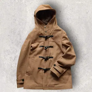 울 더플 코트 멜톤 숏 카멜 M 사이즈 베이지