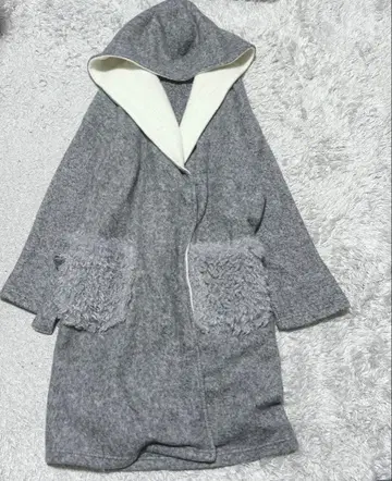 후드 부착 롱 코트 아우터 오버 사이즈 [3L] 그레이