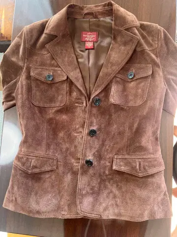 브라운 스웨이드 테일러드 자켓