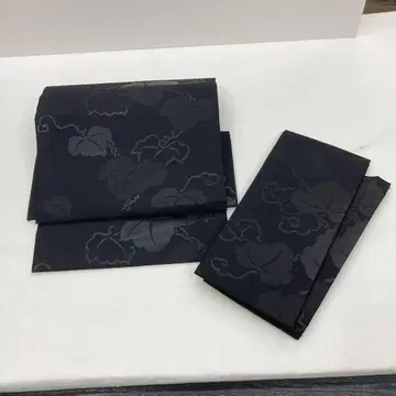 나고야 오비 블랙 잎 무늬