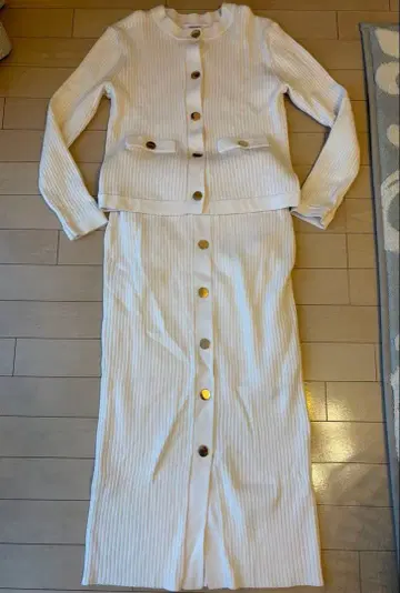 Mystrada 리브 니트 셋업 36 화이트