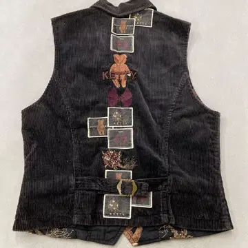 T717 KETTY BEAR 리버서블 베스트 코듀로이 베어 패턴