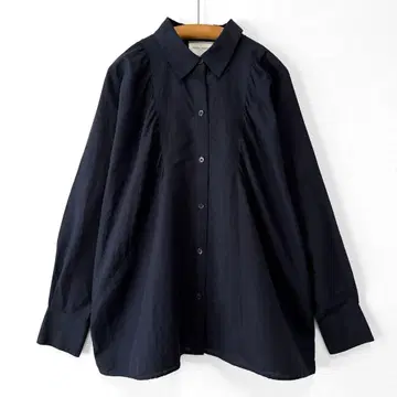 새상품급 UNITED ARROWS 코튼 린넨 개더 돌먼 셔츠 네이비