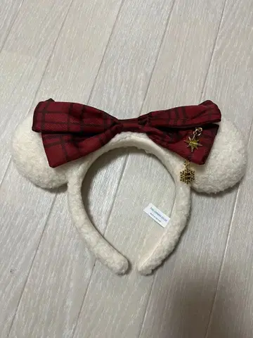 디즈니 귀 달린 머리띠 빨간 체크 2025