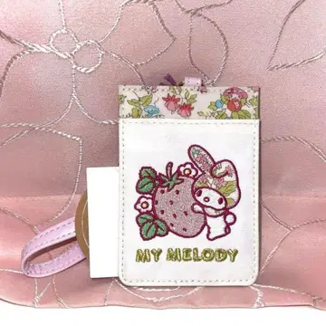 산리오 마이멜로디 딸기 릴 달린 패스 케이스 마이멜로 교통카드 지갑
