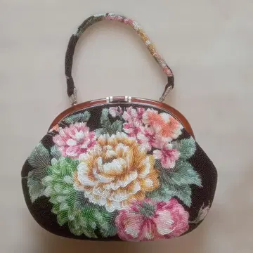 비즈 꽃무늬 핸드백 일본 의류 파티 쇼와 레트로