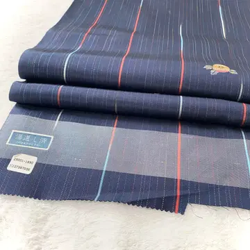 명주 옷감 앙상블 순수 실크 중고품 네이비 pt063