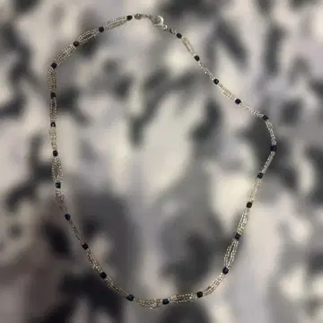 비즈 목걸이 클리어 파랑 블랙