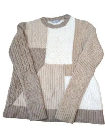 ERDOS 패치워크 캐시미어 스웨터 긴팔 베이지 계열