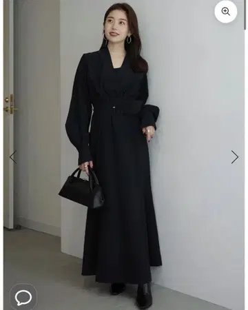 [ 새상품 택 포함 ] 어뉴언스 노카라 내로우 원피스 네이비