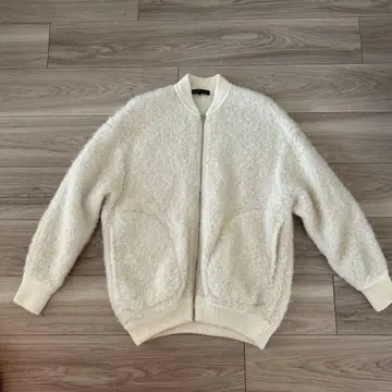 아이보리 보아 코트 알파카 울 사이즈 44