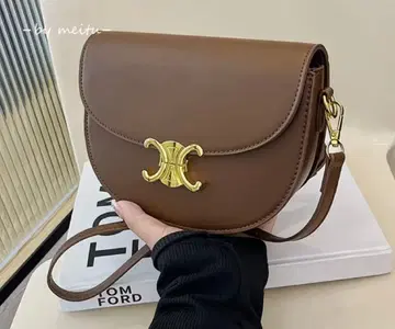 브라운 숄더백 골드 금장 장식