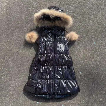 00s JENNI 퍼 다운 베스트 헤이세이 갸루 그런지 모자 꽁지 광택