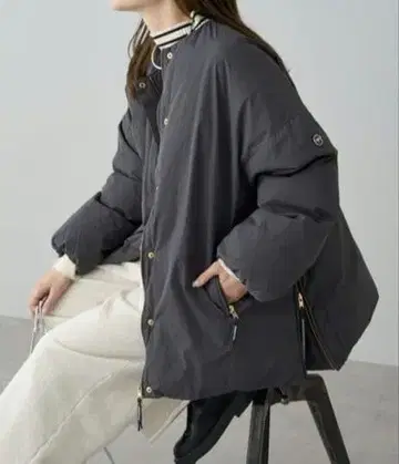 PUAL CE CIN 프렌치 덕 다운 사이드 지퍼 자켓