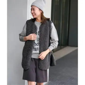 저널 스탠다드 레리움 컬리 인조 모피 베스트 그레이