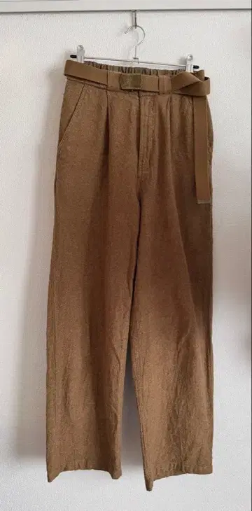 브라운 팬츠 여성용 캐주얼 팬츠 벨트 포함