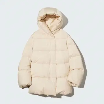 유니클로 (M) 내추럴 파우더 필 다운 숏코트