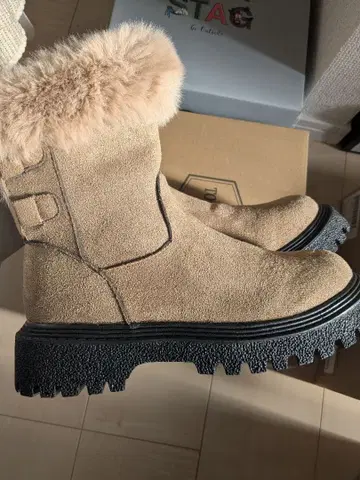 미사용 퍼 숏부츠