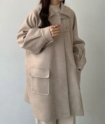 callautia 스텐 칼라 오버 미들 코트