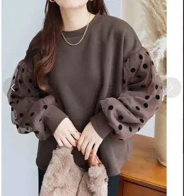 새상품 reca 도트 튤 속기모 풀오버