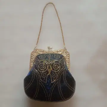 비즈 자수 파티 백 네이비