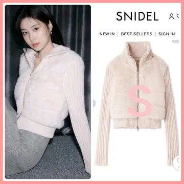 완판 신상 새상품 SNIDEL 스나이델 퍼 니트 블루종 LPNK