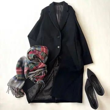 밴야드 스톰 체스터 코트 울 코트 캐시미어 혼방 블랙 S~M