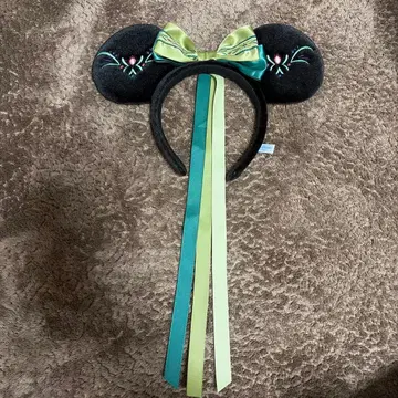 겨울왕국 안나 미키 귀 머리띠 그린/파랑 리본 포함