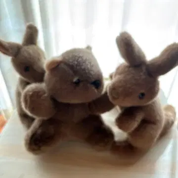호주 동물 봉제 인형 3체 왈라비 2개 + 웜뱃 1개 약 25cm
