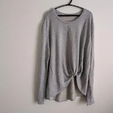 스타일리시 그레이 긴팔 상의 앞묶음 디자인 원오브어카인드 여성용